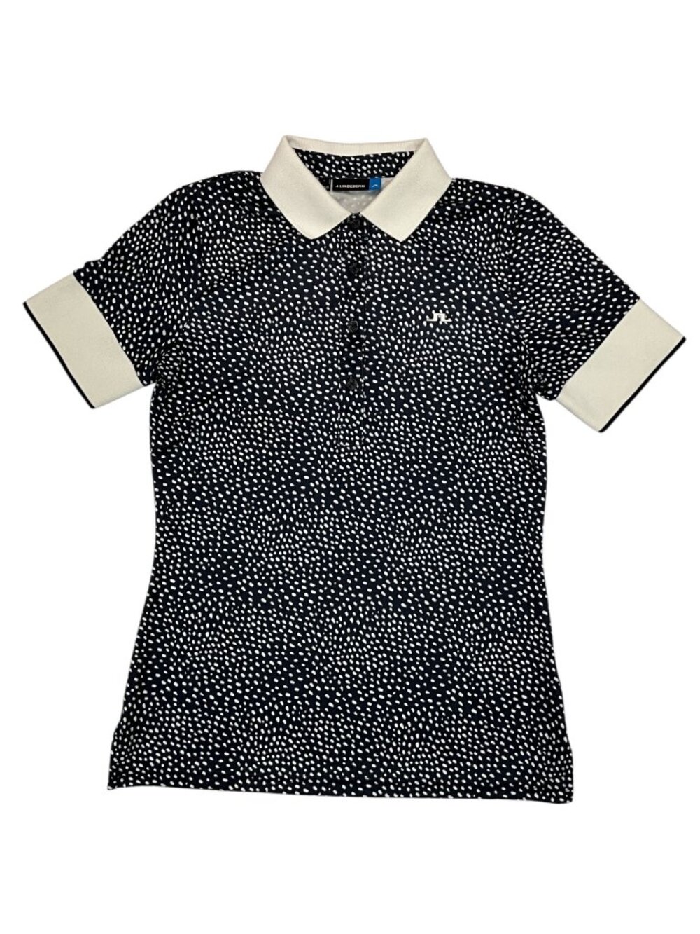 J. Lindeberg Lexie-TX Coolmax Polo Shirt S Blue Polka Dot Golf Tennis - Picture 16 of 16